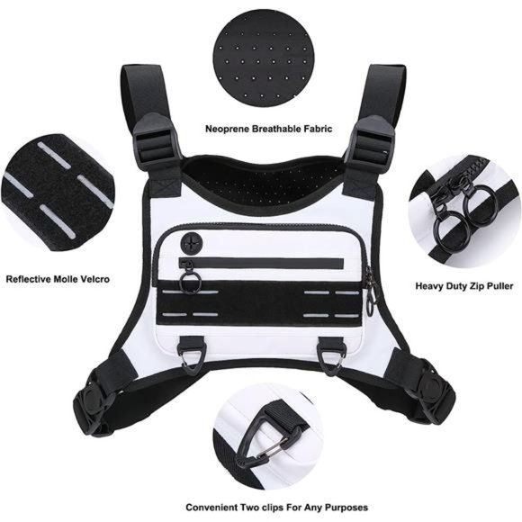 Sports Chest Bag For Men, Water Resistant Lightweight Front Pack, Running Vest - Picture 2 of 6